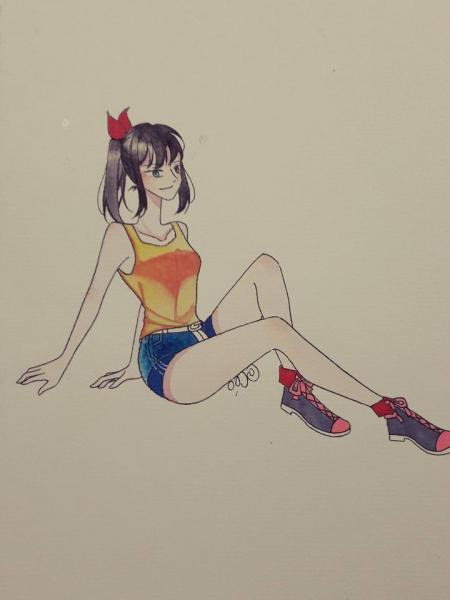 Easy drawing for beginners - How to draw a girl in sitting pose