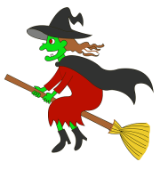 Halloween drawing - How to draw a witch flying on a broom