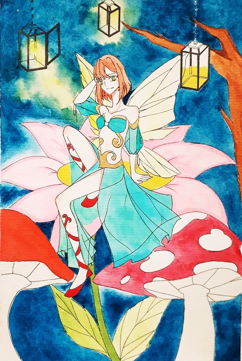 anime girl drawing, a little fairy