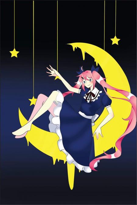 Anime girl on the moon - Digital art