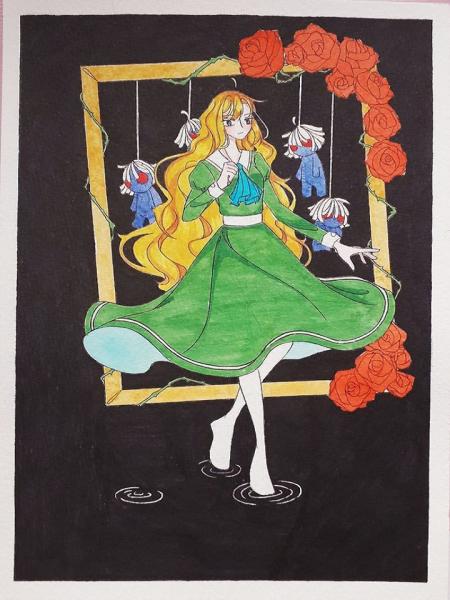 anime girl, traditional art, watercolor, Mary, Identity V, fanart