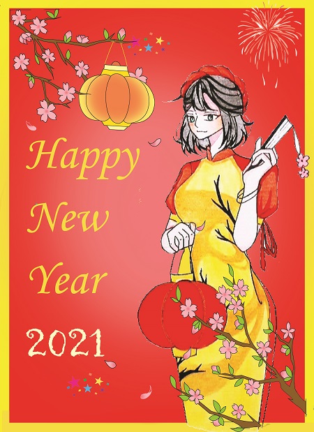 Lunar New Year, Chinese traditional dress, cute anime girl