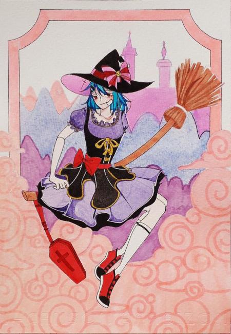 draw a witch, anime girl drawing, Halloween, a witch illustration