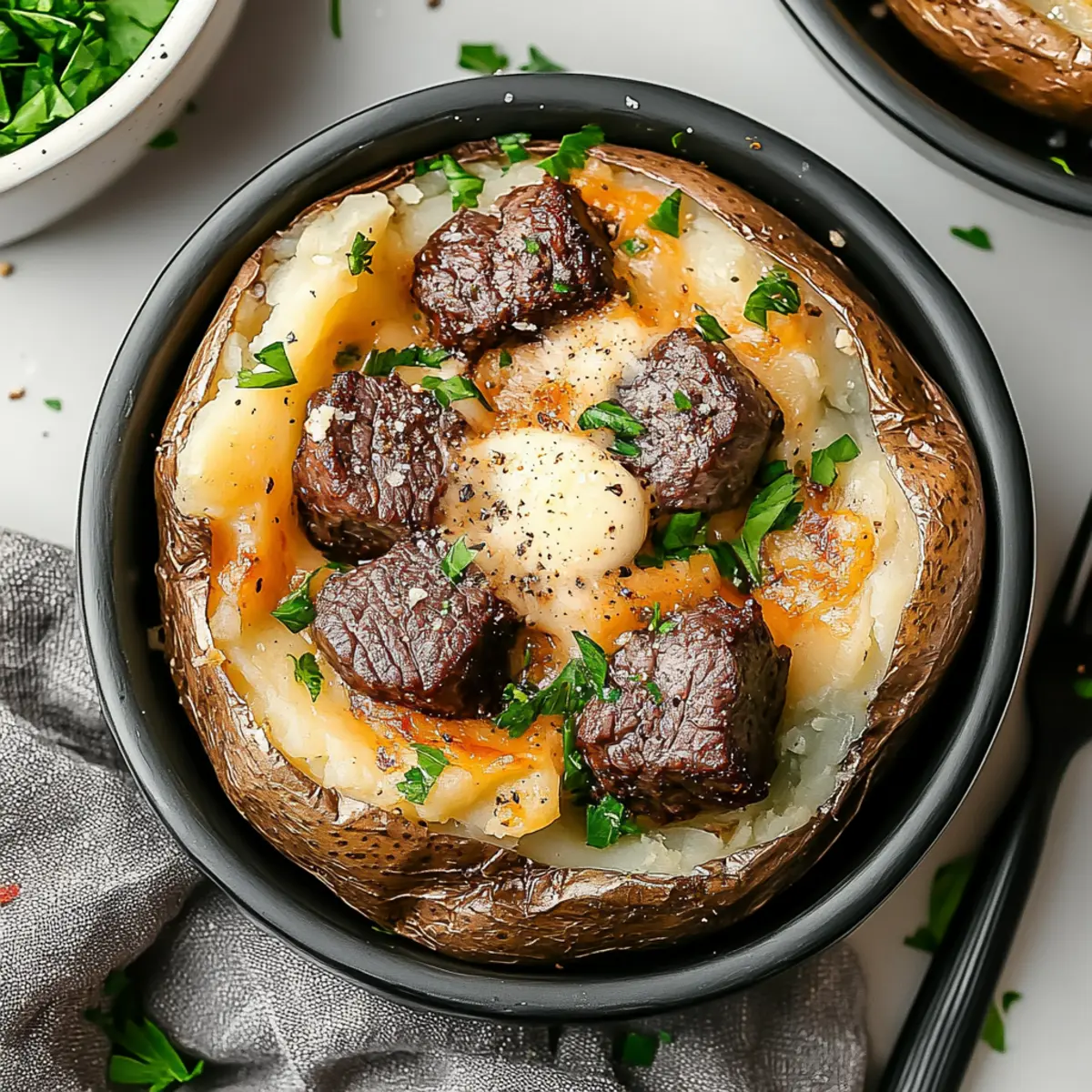 Loaded Baked Potato with Juicy Steak Bites: Ultimate Comfort Food 10 Loaded Baked Potato with Steak Bites