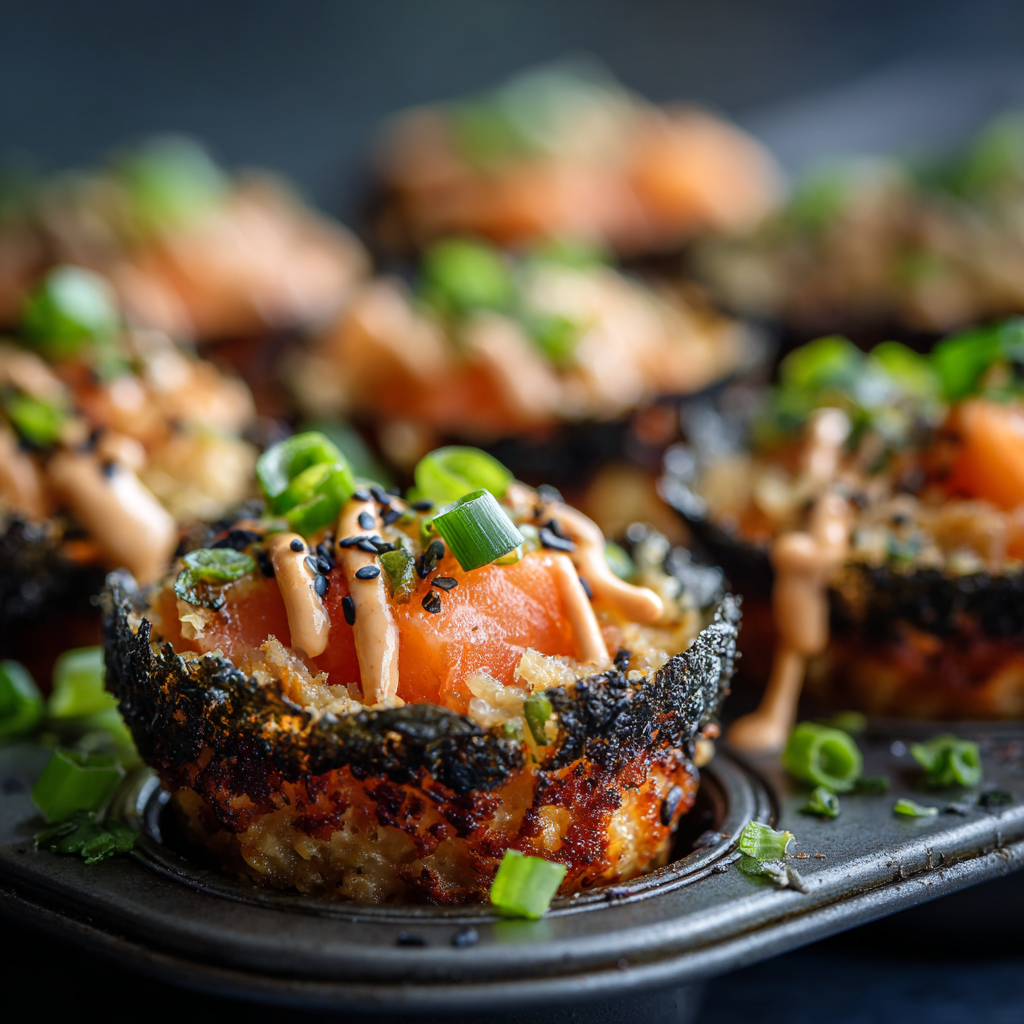 Easy Baked Salmon Sushi Cups (Viral Recipe) 3 u3929625643 Baked salmon sushi cups in muffin tin crispy nori 0932e16f e7b5 421e 94da 4d21e48ac910 0