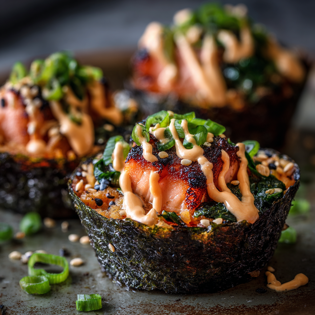 Easy Baked Salmon Sushi Cups (Viral Recipe) 2 u3929625643 Baked salmon sushi cups in muffin tin crispy nori 0932e16f e7b5 421e 94da 4d21e48ac910 1