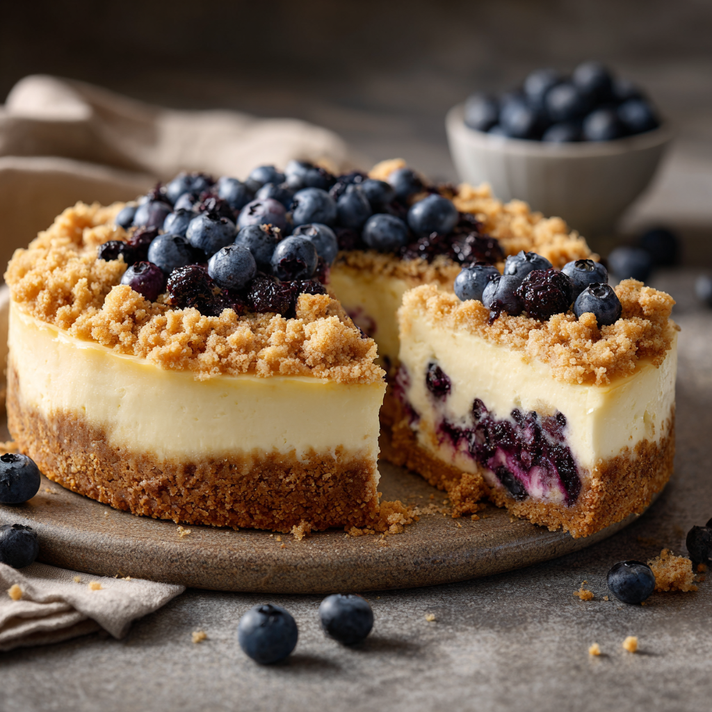 Blueberry Crumble Cheesecake – Creamy, Crunchy, and Irresistible 2 u3929625643 Blueberry Crumble Cheesecake creamy baked cheesec f4585da4 73f1 4d46 b131 5d889f138a86 2