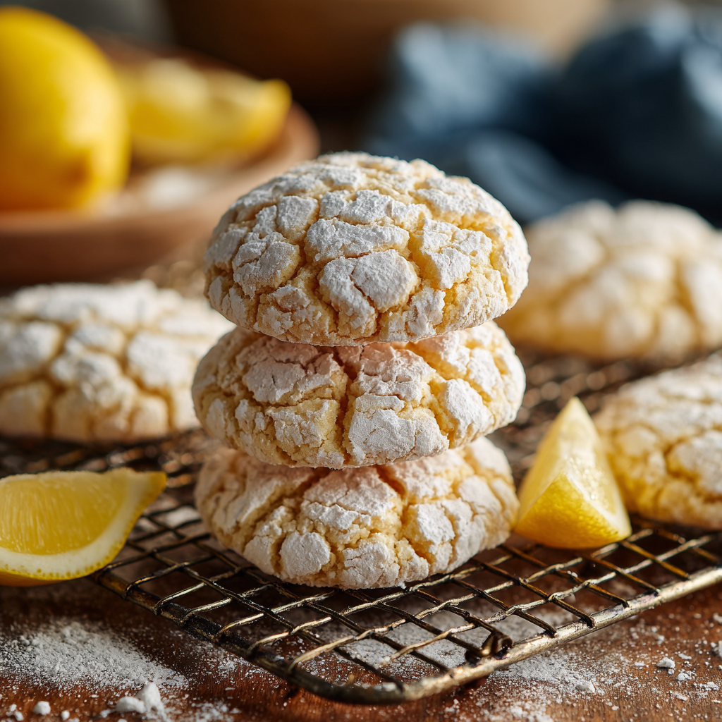 u3929625643 Lemon crinkle cookies stacked on cooling rack pow 1e22ea86 4a1a 402b bc36 605364810845 0