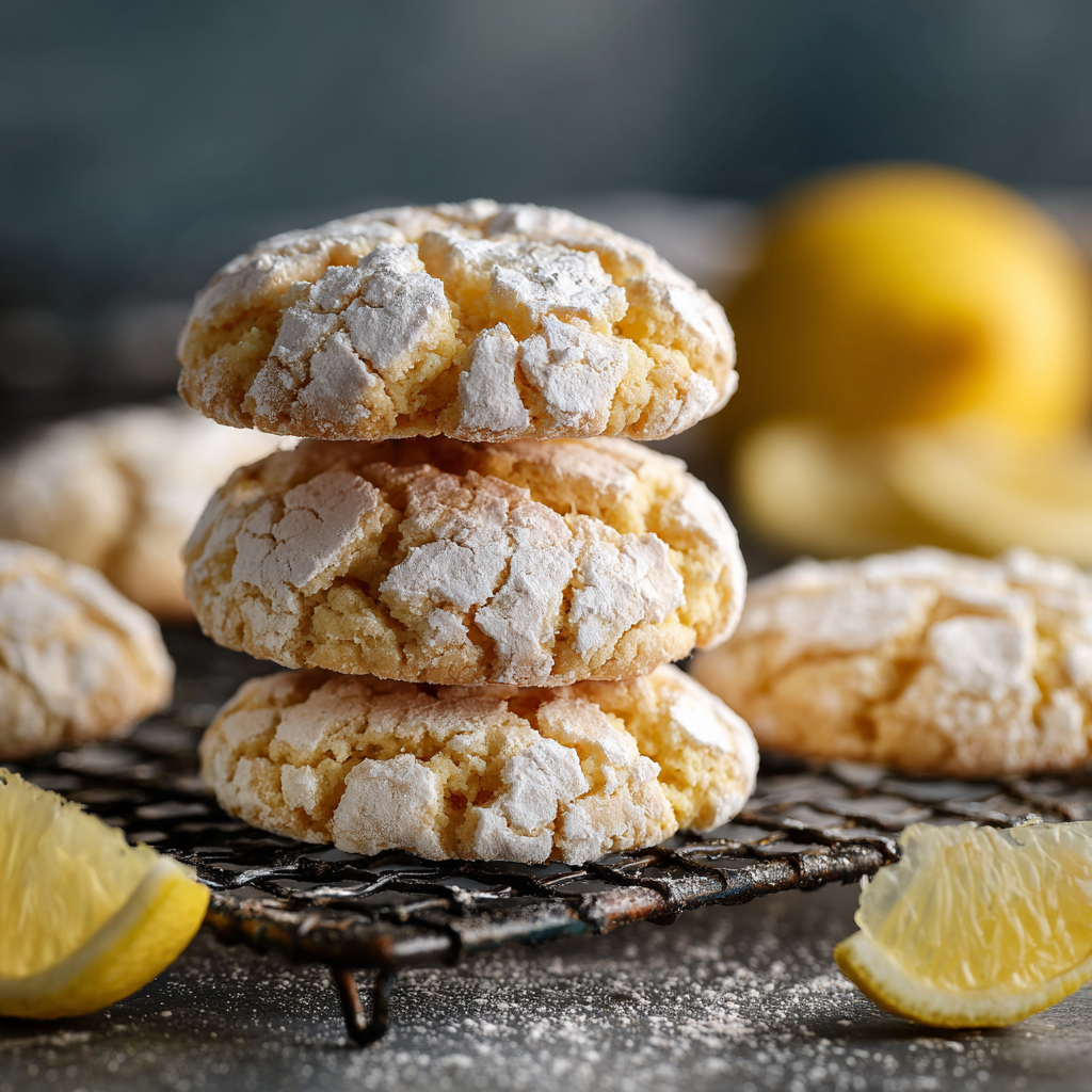 u3929625643 Lemon crinkle cookies stacked on cooling rack pow 1e22ea86 4a1a 402b bc36 605364810845 2